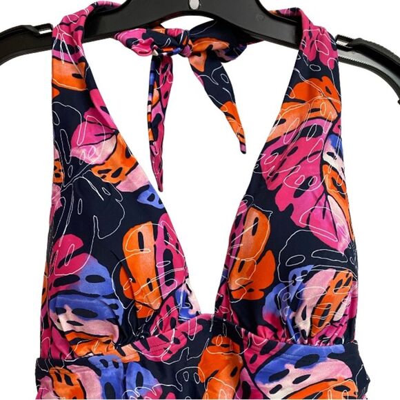 NWT Tommy Hilfiger Monstera Leaf Halter Tankini Top Size XL Multicolor Swim Top - Picture 6 of 12
